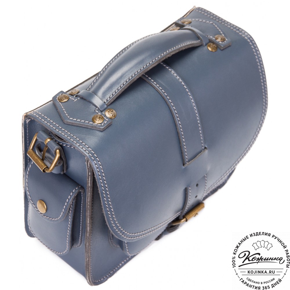 Кожаная  сумка "Виктория" (синяя)