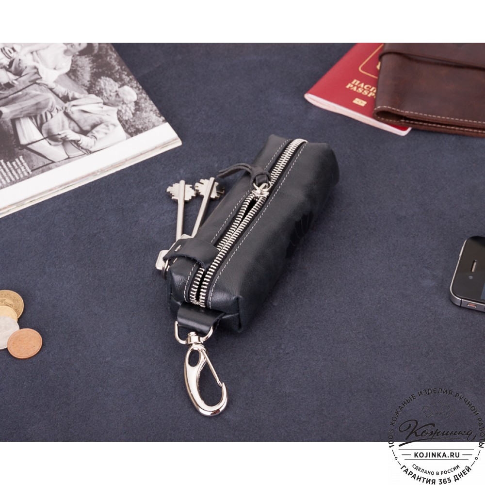 Кожаная ключница Барселона (черная)